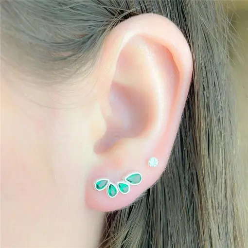 BRINCO EAR CUFF GOTAS ESMERALDA