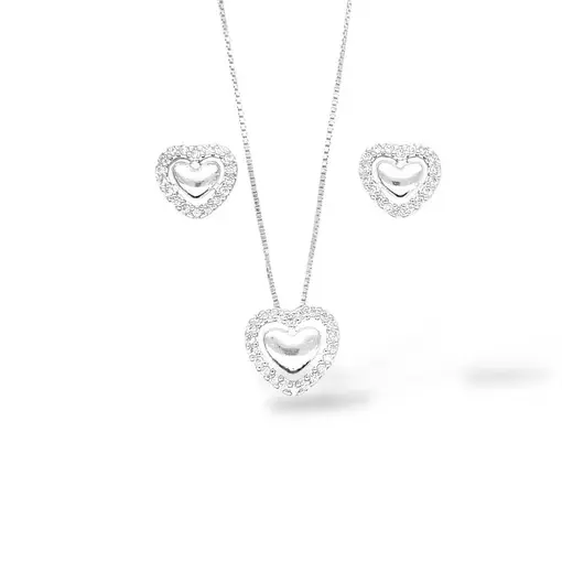 CONJUNTO CORAÇÃO VAZADO + CAIXA DE VELUDO