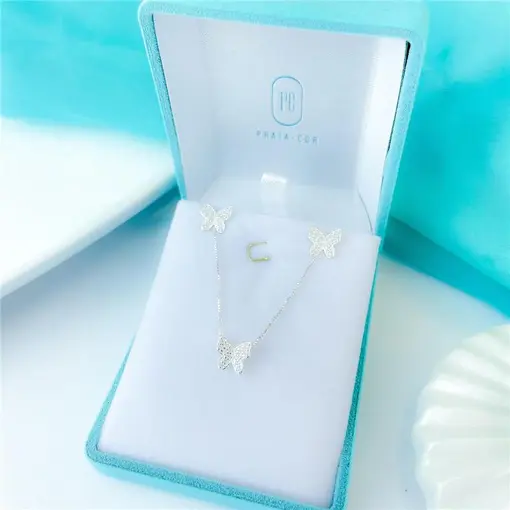 CONJUNTO BORBOLETA + CAIXA DE VELUDO