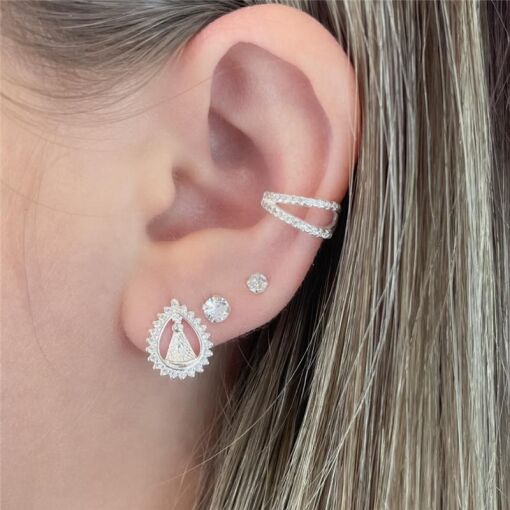BRINCO PRATA GOTA N.S APARECIDA BORDA ZIRCONIA