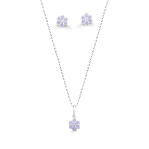 CONJUNTO INFANTIL FLOR RESINADA LILAS
