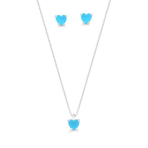 CONJUNTO CORAÇÃO CRISTAL AZUL FOSCO P