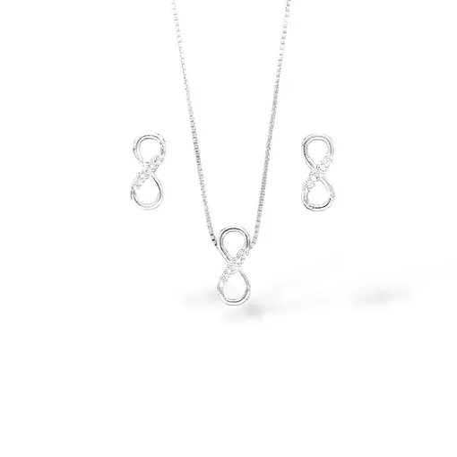 CONJUNTO INFINITO COM DETALHE EM ZIRCÔNIA + CAIXA DE VELUDO