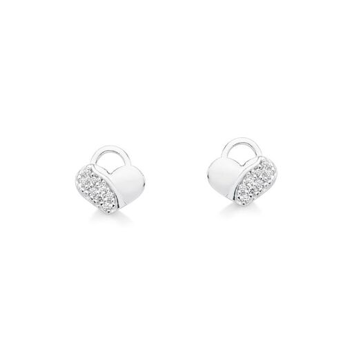 BRINCO CORACAO CADEADO METADE ZIRCONIA