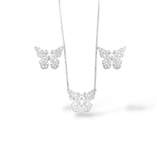 CONJUNTO BORBOLETA COM DETALHE + CAIXA DE VELUDO