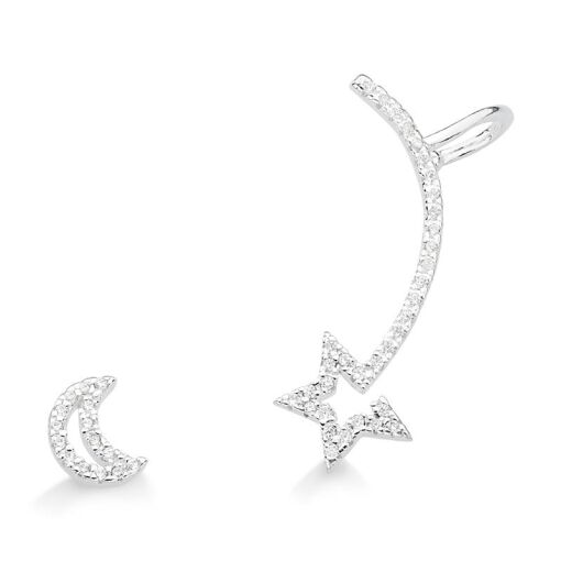 BRINCO EAR CUFF FILETE ESTRELA - LUA ZIRCÔNIA