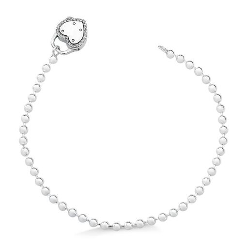 PULSEIRA BOLINHAS CORAÇÃO CADEADO BORDA ZIRCÔNIA