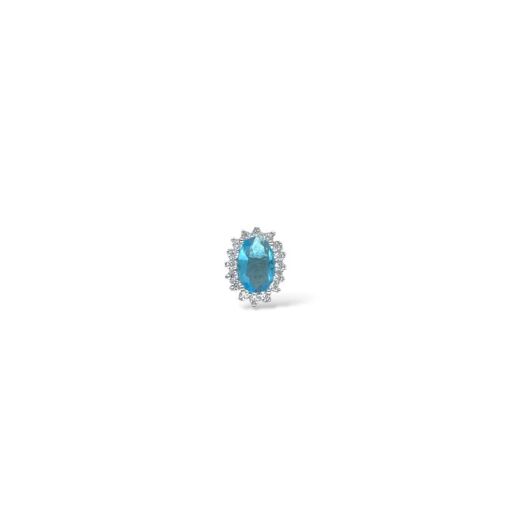 PINGENTE OVAL AZUL BORDA CRAVEJADA ZIRCÔNIA