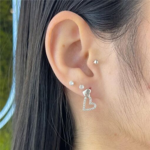 CONJUNTO DOIS CORAÇÕES LISO E ZIRCÔNIA
