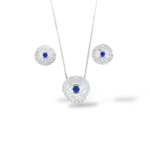 CONJUNTO OLHO GREGO REDONDO + CAIXA DE VELUDO