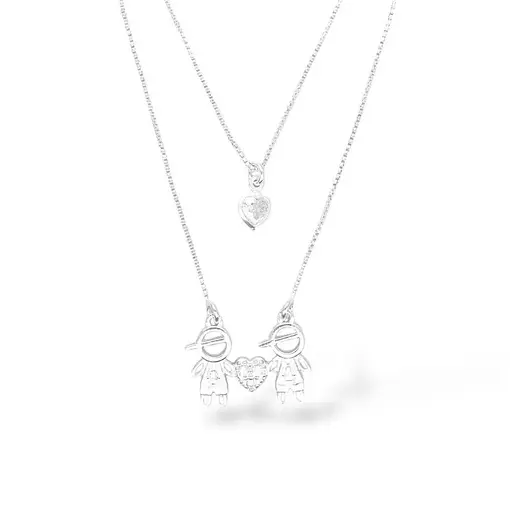 COLAR DUPLO CASAL MENINOS COM CORAÇÃO