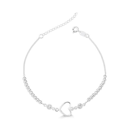 PULSEIRA CORAÇÃO VAZADO - BOLINHAS - ZIRCÔNIA