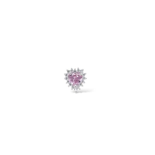 PINGENTE CORAÇÃO ROSA BORDA CRAVEJADA ZIRCÔNIA