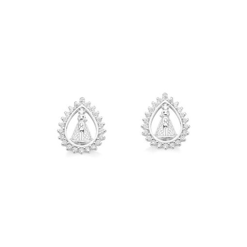 BRINCO PRATA GOTA N.S APARECIDA BORDA ZIRCONIA