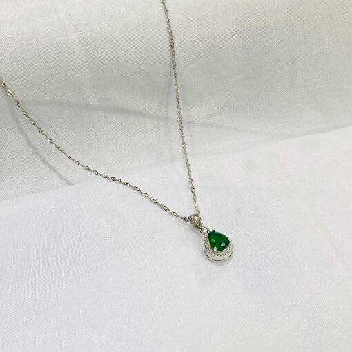 GARGANTILHA C/ PINGENTE GOTA ZIRCONIA VERDE