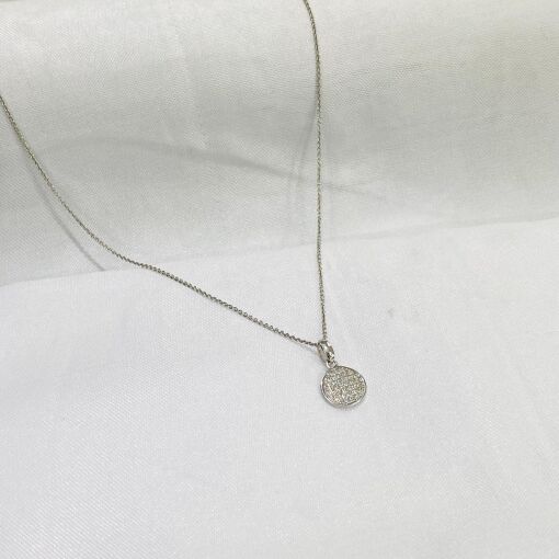 GARGANTILHA C/ PINGENTE CIRCULO CRAVEJADO C/ ZIRCONIA