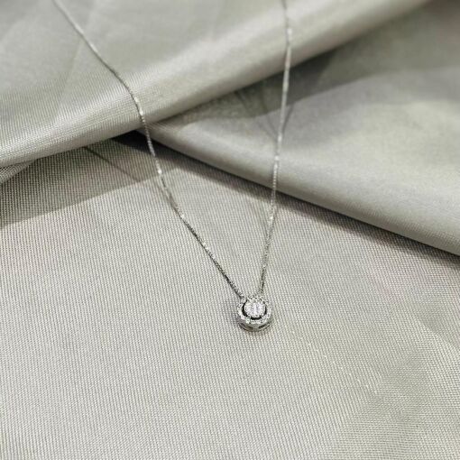 GARGANTILHA PRATA C/ RODIO E PINGENTE CIRCULO C/ ZIRCONIA