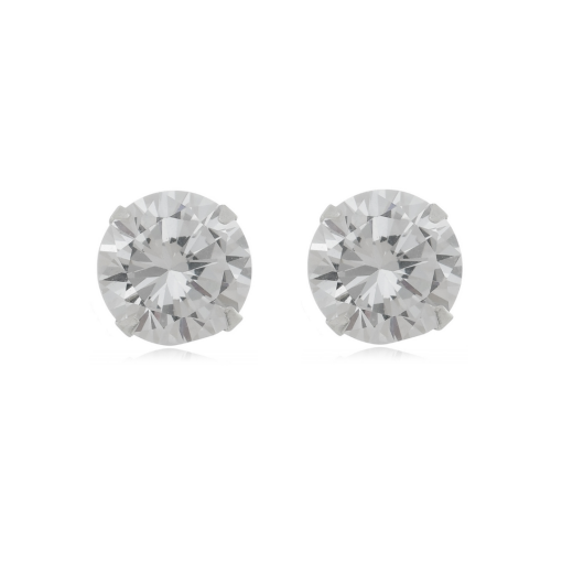BRINCO ZIRCONIA REDONDA 8 MM PRATA