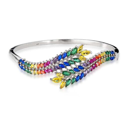 BRACELETE C/ ZIRC. NAVETES COLORIDAS