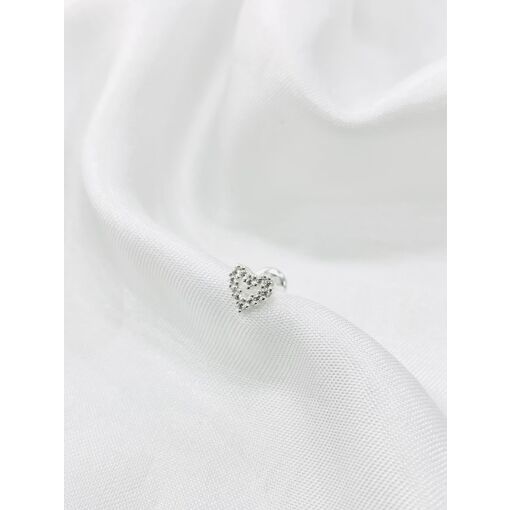 PIERCING CORAÇÃO CRAVEJADO C/ ZIRCONIA PRATA