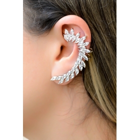 BRINCO EAR CUFF COM ZIRCÔNIAS NAVETE SOLITÁRIO