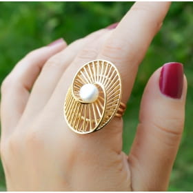 ANEL DE AROS COM PEROLA