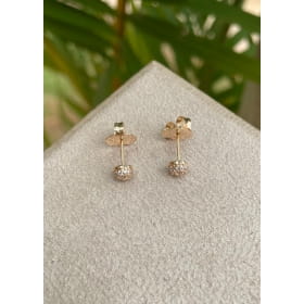 BRINCO MEIA ESFERA CRAVEJADO COM ZIRCÔNIAS