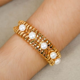 PULSEIRA BRACELETE COM PEROLAS NATURAIS