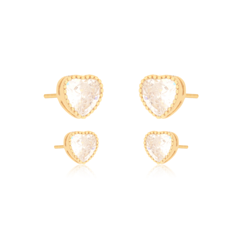 CONJUNTO DUPLA DE BRINCOS DE CORAÇÃO