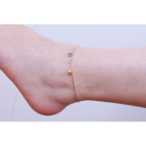 TORNOZELEIRA OLHO GREGO, CORAÇÃO E PONTO DE LUZ