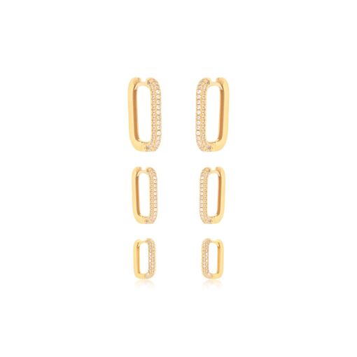 CONJUNTO TRIO DE ARGOLINHAS COM ZIRCÔNIAS