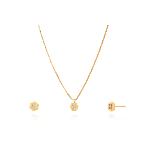 CONJUNTO FLOR  GARGANTILHA E BRINCO INFANTIL