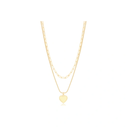 GARGANTILHA DUPLA COM CORAÇÃO