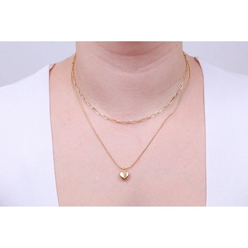 GARGANTILHA DUPLA COM CORAÇÃO