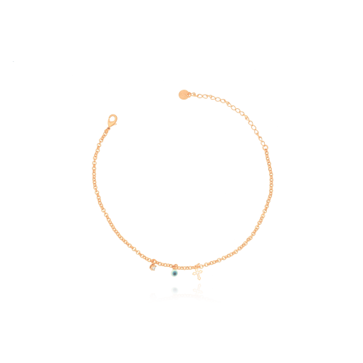 TORNOZELEIRA COM OLHO GREGO E PONTO DE LUZ