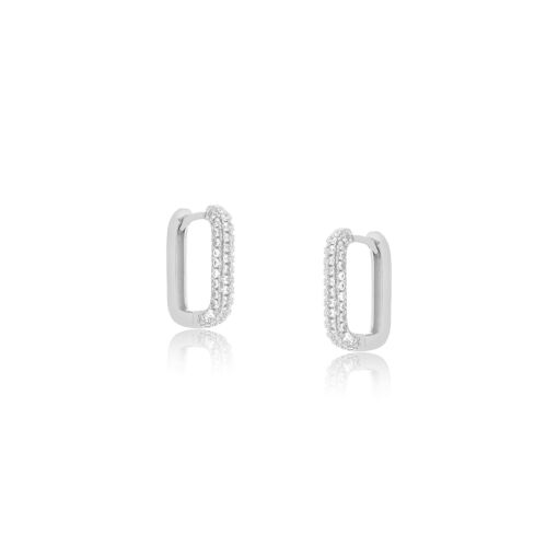 BRINCO ARGOLINHA RETANGULAR COM ZIRCÔNIAS