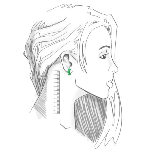 BRINCO EAR CUFF COM CRISTAIS OVAIS ESMERALDA BANHADO A OURO