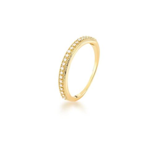 ANEL CRAVEJADO DE ZIRCÔNIAS BANHADO A OURO