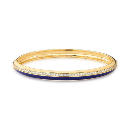 BRACELETE ESMALTADO AZUL E ZIRCÔNIAS BRANCAS BANHADO A OURO