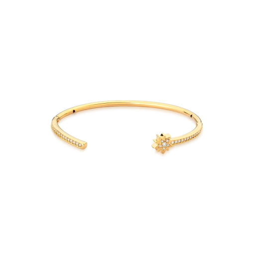 BRACELETE ABERTO COM ESTRELA E ZIRCÔNIAS BRANCAS BANHADO A OURO