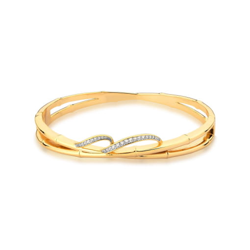 BRACELETE BAMBU E ZIRCÔNIAS BRANCAS BANHADO A OURO