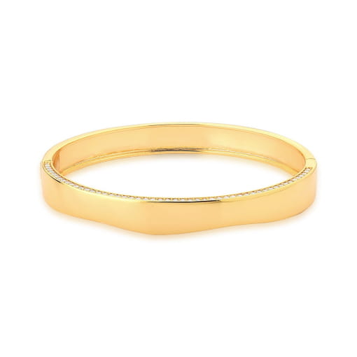 BRACELETE CURVO UMA FILEIRA COM ZIRCÔNIAS BRANCAS BANHADO A OURO