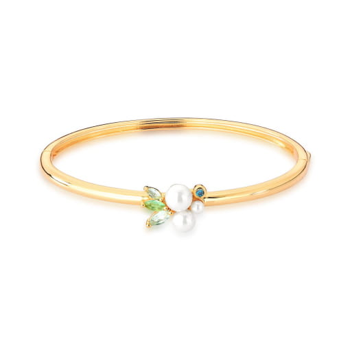 BRACELETE COM ZIRCÔNIAS PRASIOLITA E PÉROLA BANHADO A OURO