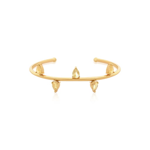 BRACELETE COM CRISTAIS EM GOTA RUTILADOS BANHADO A OURO