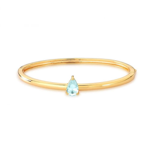 BRACELETE COM ZIRCÔNIA EM GOTA ÁGUA MARINHA BANHADO A OURO