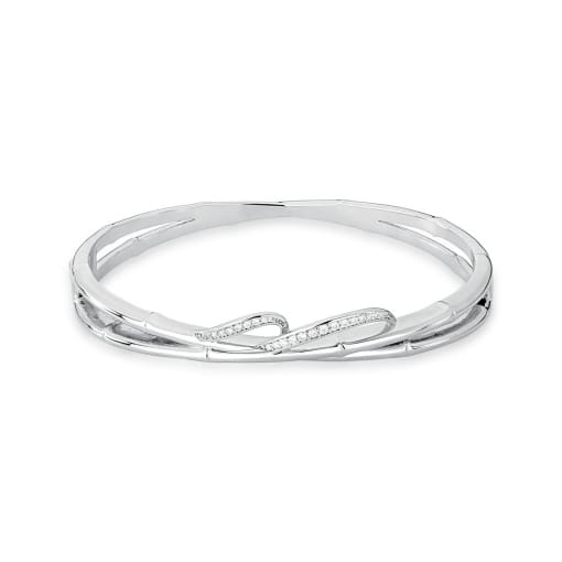 BRACELETE BAMBU E ZIRCÔNIAS BRANCAS BANHADO A RÓDIO