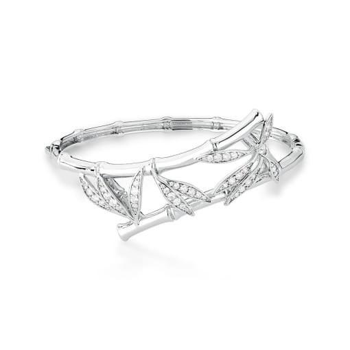 BRACELETE DUAS VOLTAS BAMBU E ZIRCÔNIAS BANHADO A RÓDIO