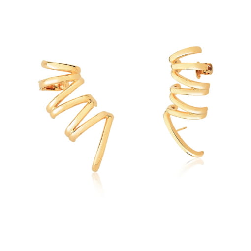 BRINCO EAR CUFF COM SETE FILEIRAS LISAS BANHADO A OURO