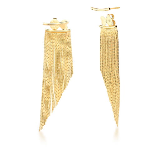 BRINCO EAR JACKET COM FRANJA LISO BANHADO A OURO