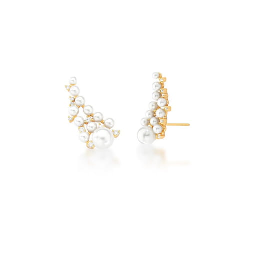 BRINCO EAR CUFF COM PÉROLAS DE ÁGUA DOCE BANHADO A OURO